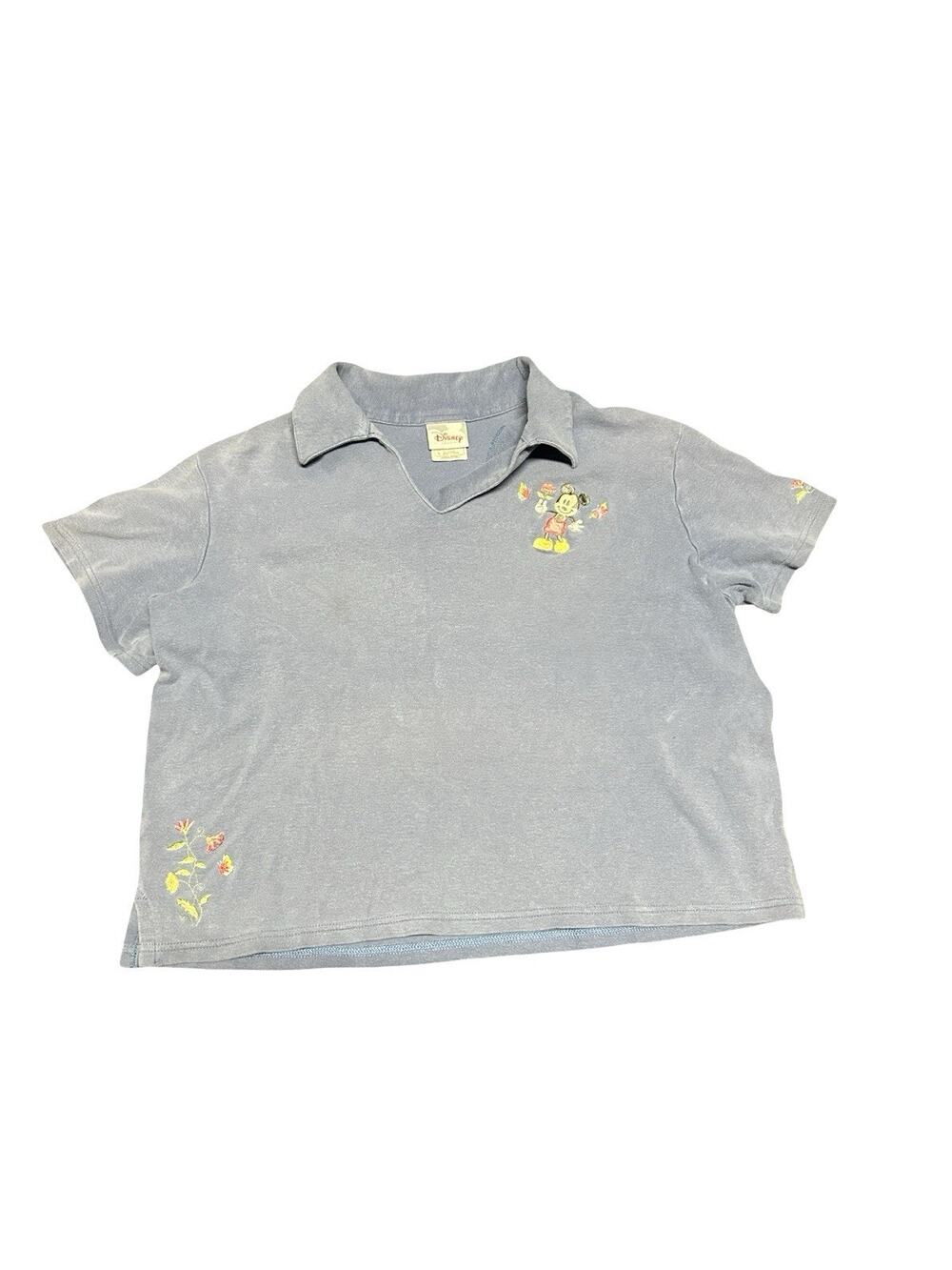 Disney Store Mickey Mouse Kids Polo Shirt Blue Embroidered Size Large